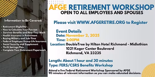 FERS\/CSRS Benefits Workshop Richmond - 11\/02\/25