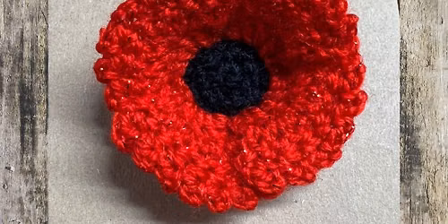 6X SPACES AVAILABE - Crochet Poppy Brooch Workshop - 18th July 2026 - 9.30am - 12.30pm