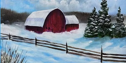 Winter Barn painting 
