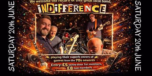 Indifference playing live Saturday 20th June