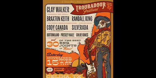Parking Troubadour Festival - Celina - with Clay Walker, Braxton Keith, Randall King, and more!