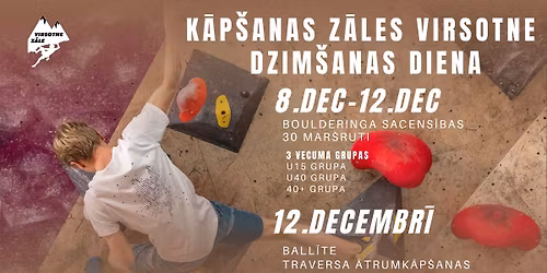 K\u0101p\u0161anas z\u0101les dzim\u0161anas dienas boulderinga un traversa \u0101trumk\u0101p\u0161anas sacens\u012bbas