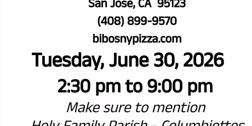 Columbiettes Fundraiser at Bibo's (Santa Teresa Location)