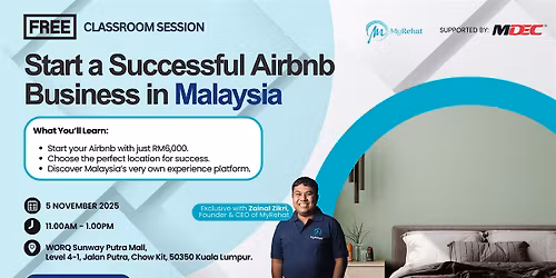 Free Learning (Classroom): Start a Successful Airbnb Business in Malaysia