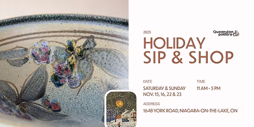 Holiday Sip & Shop at Queenston Pottery
