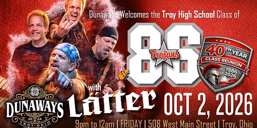 LIVE Music w\/ L\u00e4tter and '86 Class Reunion After Game Party