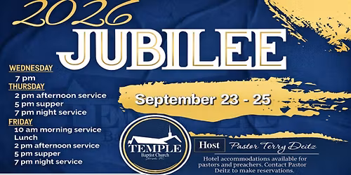 Temple Baptist church 2026 Jubilee