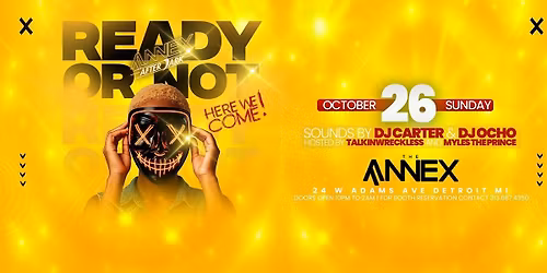 After Dark Sundays Presents Ready Or Not Here We Come on October 26!
