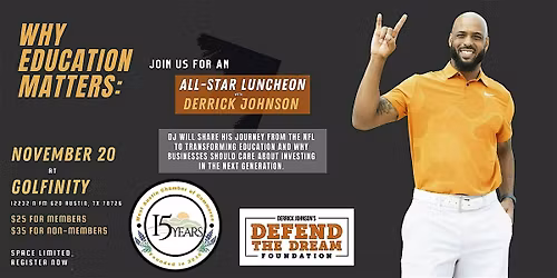 November Luncheon - Featuring Derrick Johnson, Defend the Dream Foundation