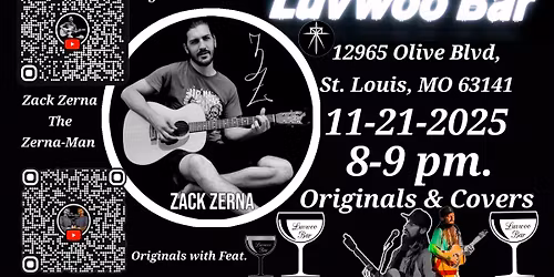 Zach Zerna Live Music at Luvwoo Bar (FREE)