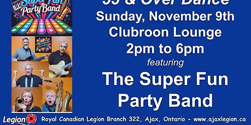 Sunday 55 and Over Dance featuring The Super Fun Party Band in the Clubroom Lounge!