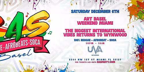R.A.S MIAMI ART BASEL | 100% REGGAE . AFROBEAT . SOCA