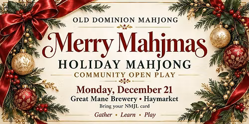 Mahjong Mondays at Great Mane: Community Mahjong Night Open Play