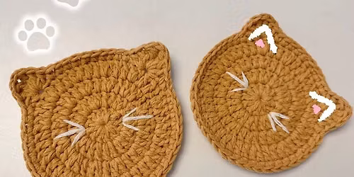 Beginner Crochet Kitty Cat Coasters - 1 Day Class