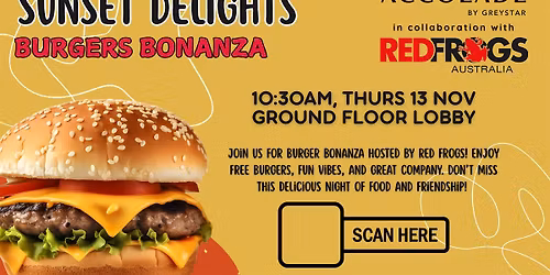 Burgers Bonanza with REDFROGS - ACCOLADE ON MOORE RESIDENTS ONLY