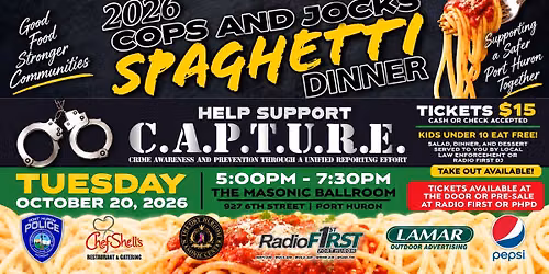 2026 Cops & Jocks CAPTURE Fundraiser Spaghetti Dinner