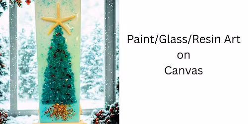 Crushed Stained Glass Christmas Tree with Resin on Canvas - Only $40