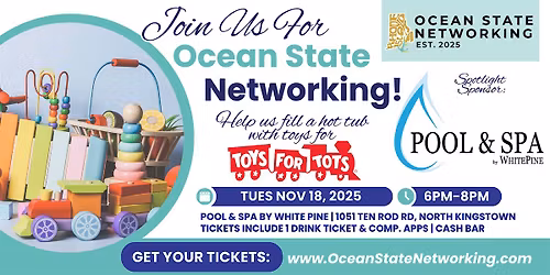 Ocean State Networking November: Fill a hot tub for Toys for Tots!