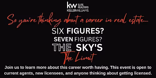 Keller Williams Elite, Realtors Career Night (In Person or  Zoom)