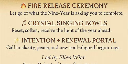 End of year fire ceremony, sound and release gathering
