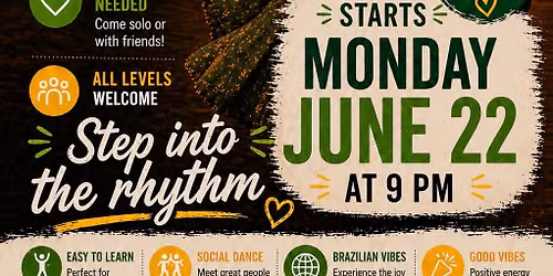 JUNE 22 \/ FREE CLASS: FORRO