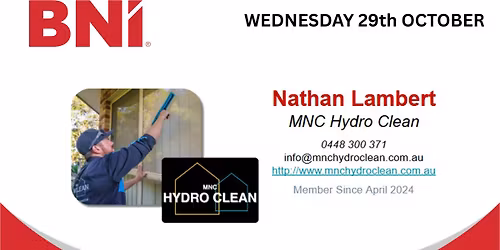BNI Networking Event, featuring Nathan from MNC Hydro Clean