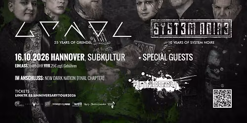 GRENDEL & SYSTEM NOIRE + ANTIBODY | Anniversary Tour 2026 @ Subkultur, Hannover