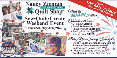 SEW\u2022QUILT\u2022CREATE Weekend Event at the Nancy Zieman Sewing Studio & Quilt Shop