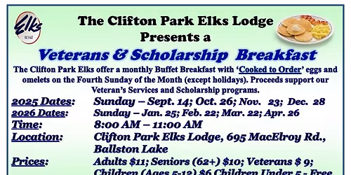 CLIFTON PARK ELKS BREAKFAST FUNDRAISER