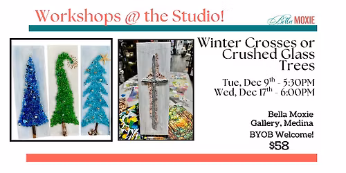 Winter Crosses or Crushed Glass Trees