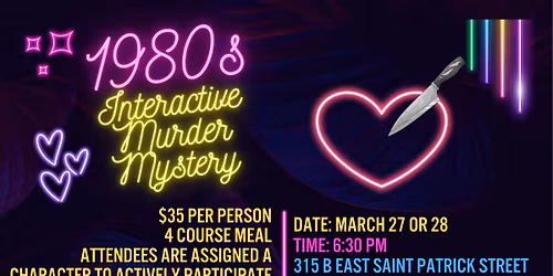 1980s Interactive Murder Mystery Dinner