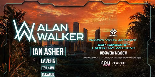 Insomniac Presents: Alan Walker on September 6, 2026 at Discovery Meadow (18+)