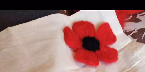 Poppy Needle felting on tote bag Mindful Soul Connections Weave and stitch