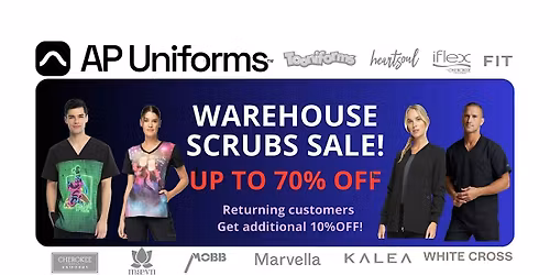 SASKATOON- SCRUBS UNIFORMS WAREHOUSE SALE - UP TO 70% OFF!