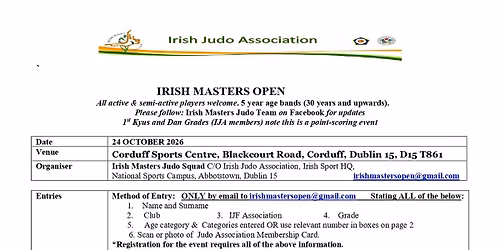 IRISH MASTERS OPEN 2026