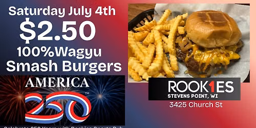 $2.50 Smash Burgers at Rookies