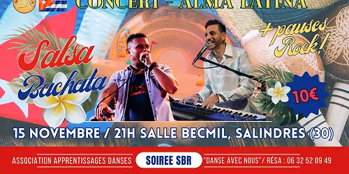 Soir\u00e9e SBR, Salsa Bachata avec Alma Latina Salle Becmil - Salindres