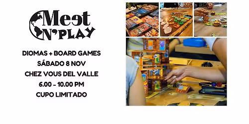 Meet n play. idiomas + boardgames