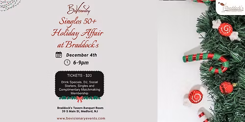 Singles 50+ Holiday Affair at Braddock\u2019s