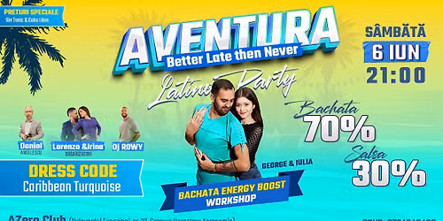 Aventura Latino Party \ud83e\ude75 Azero Club | Saturday 6th June \ud83c\udf19Carribean Turquoise