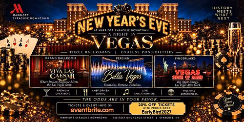 NYE Marriott Syracuse Downtown's 2027 Celebration, "A Night in Vegas!"