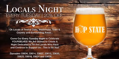 Tuesday Night - Locals Night