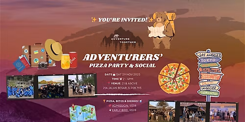 Adventurers' Pizza Party & Social - You're Invited! Join us today!