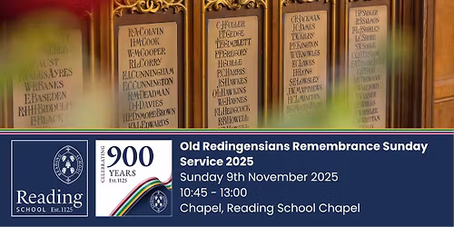 Old Redingensians Remembrance Sunday Service \u2013 Sunday 9th November 2025