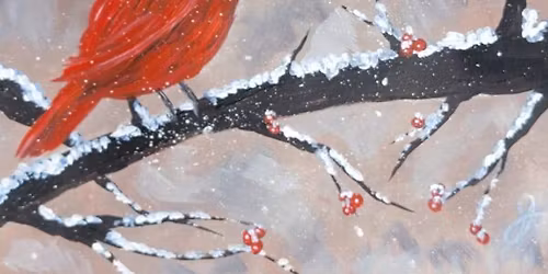 Painting a Winter Cardinal with J