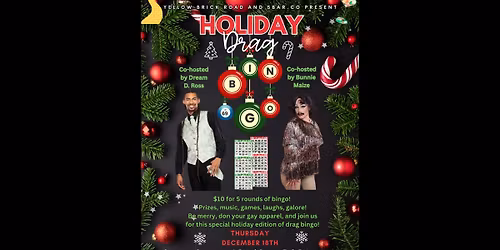 December Holiday Drag Bingo! W\/Dream D Ross and Bunnie Maize