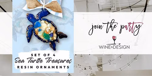 Sea Turtle Treasures | Set of 4 Resin Ornaments | Wine & Design