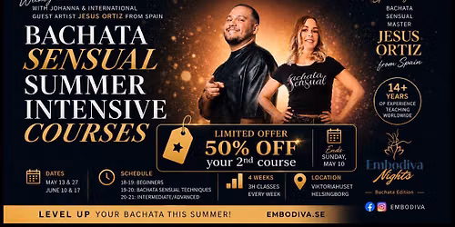 Bachata Sensual Summer Intensive Courses with International Jesus Ortiz from Spain & Johanna