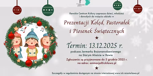 PREZENTACJA KOL\u0118D, PASTORA\u0141EK I PIOSENEK \u015aWI\u0104TECZNYCH