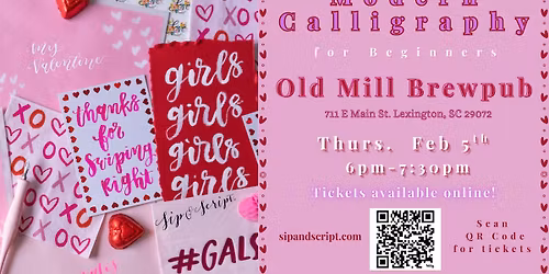 Valentine\u2019s\/Galentine\u2019s Modern Calligraphy for Beginners at Old Mill Brewpub